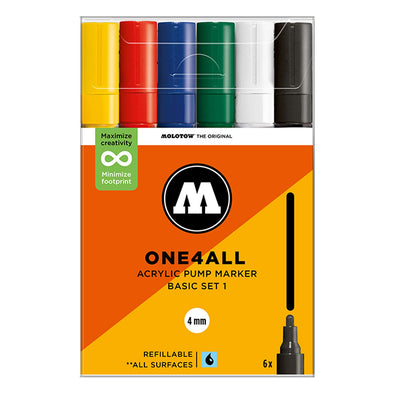 Molotow ONE4ALL 6X 4 mm 227HS - Basic-Set 1