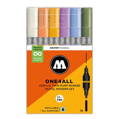 Molotow ONE4ALL ACRYLIC 6X TWINmarker 1.5+4 mm - Pastel Modern Set